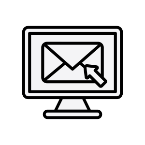 email icon - a computer screen with an envelope image on it and a big arrow